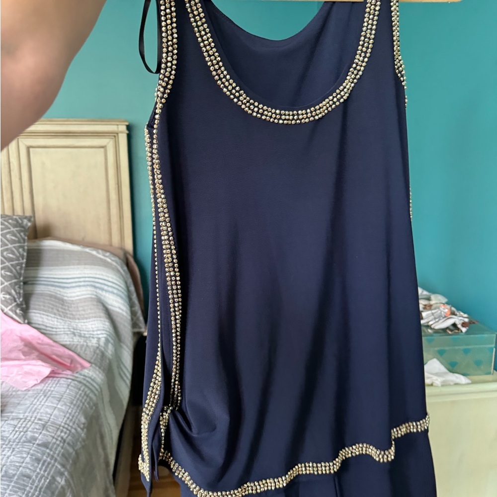 Gold and navy dress